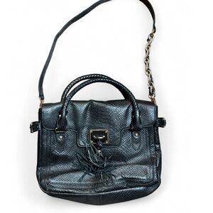 Black leather Elliott Luca handbag with gold/silver shoulder strap